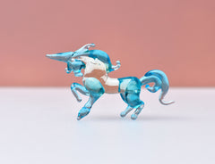 Blue Glass Unicorn Figurine: Handmade Flame-Worked Sculpture