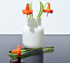 Orange petals  Jubilee  bell glass flower.  Excellent addition to your glass collection, unique gift. Each flower is priced individually.