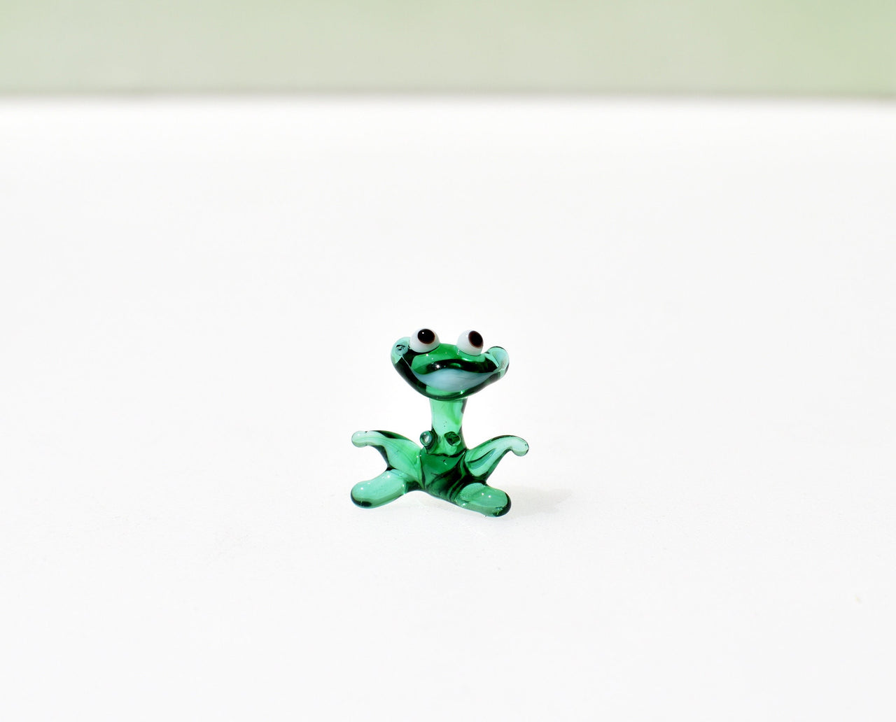 Handmade Glass Frog Miniature: Whimsical Collectible Figurine