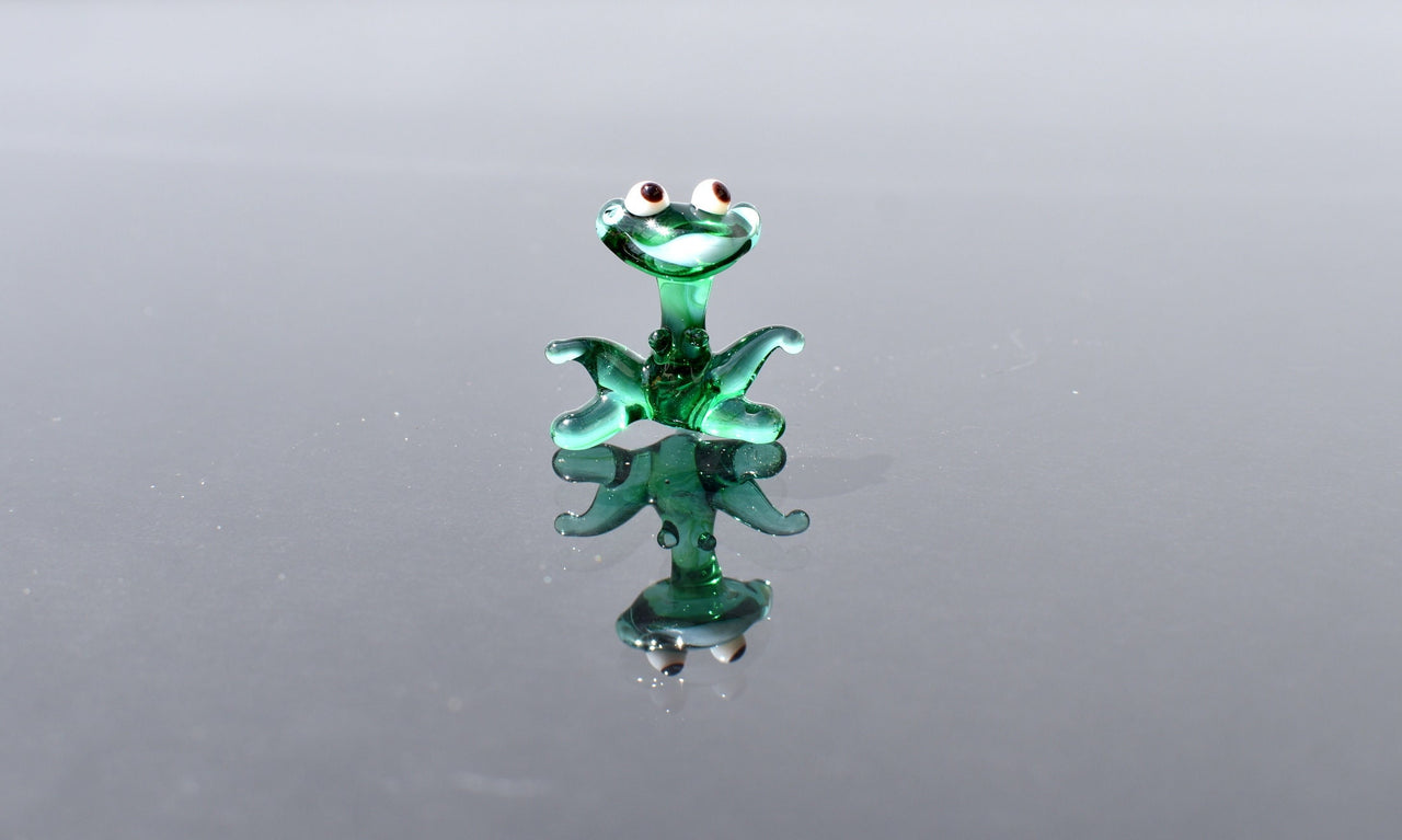 Handmade Glass Frog Miniature: Whimsical Collectible Figurine