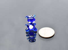 Lampwork Glass Hippo Figurine: Blue Miniature Sculpture