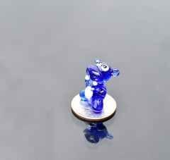 Lampwork Glass Hippo Figurine: Blue Miniature Sculpture