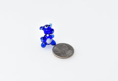 Lampwork Glass Hippo Figurine: Blue Miniature Sculpture