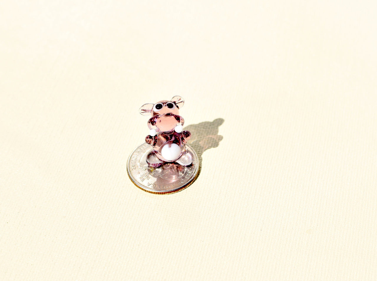 Tiny Glass Hippo: Light Purple Whimsical Figurine