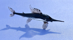 Handmade Glass Marlin Figurine: Collectible Art Glass Fish, 6 Inch