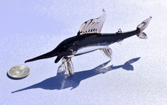 Handmade Glass Marlin Figurine: Collectible Art Glass Fish, 6 Inch