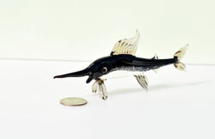 Handmade Glass Marlin Figurine: Collectible Art Glass Fish, 6 Inch