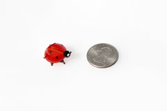 Hand-Blown Glass Ladybug Figurine: Red Insect Sculpture, Nature Lover Gift.