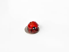 Hand-Blown Glass Ladybug Figurine: Red Insect Sculpture, Nature Lover Gift.