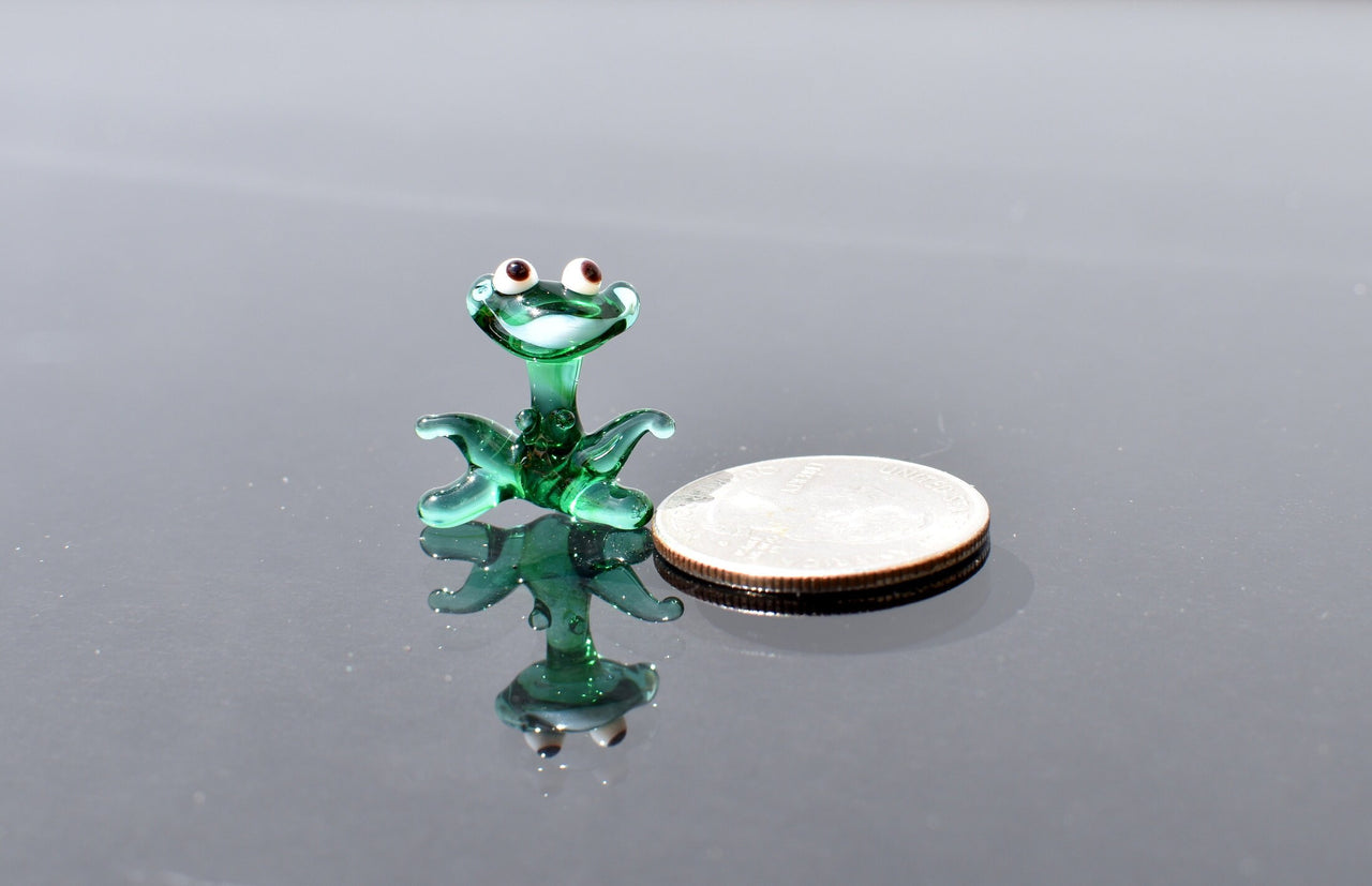Handmade Glass Frog Miniature: Whimsical Collectible Figurine