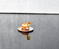 Tiny Glass Turtle Figurine: Cream Orange Miniature