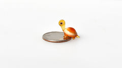 Tiny Glass Turtle Figurine: Cream Orange Miniature