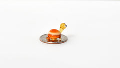 Tiny Glass Turtle Figurine: Cream Orange Miniature