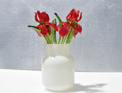 Red Glass Iris Flower: Handmade Flame-Worked Sculpture (7.5-8 inch)