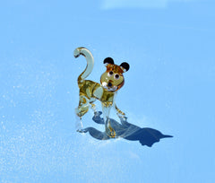 Glass Tiger Cub Figurine – Hand Blown Baby Animal Sculpture – Wild Jungle Gift Decor