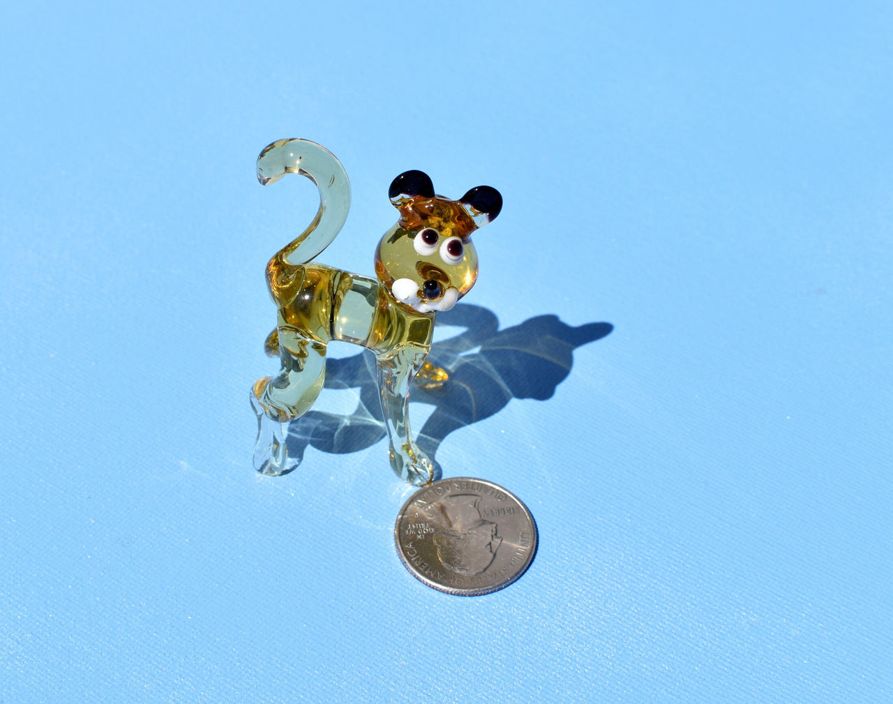 Glass Tiger Cub Figurine – Hand Blown Baby Animal Sculpture – Wild Jungle Gift Decor