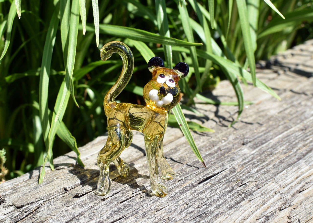 Glass Tiger Cub Figurine – Hand Blown Baby Animal Sculpture – Wild Jungle Gift Decor