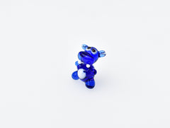 Lampwork Glass Hippo Figurine: Blue Miniature Sculpture