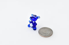 Lampwork Glass Hippo Figurine: Blue Miniature Sculpture