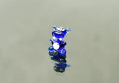 Lampwork Glass Hippo Figurine: Blue Miniature Sculpture