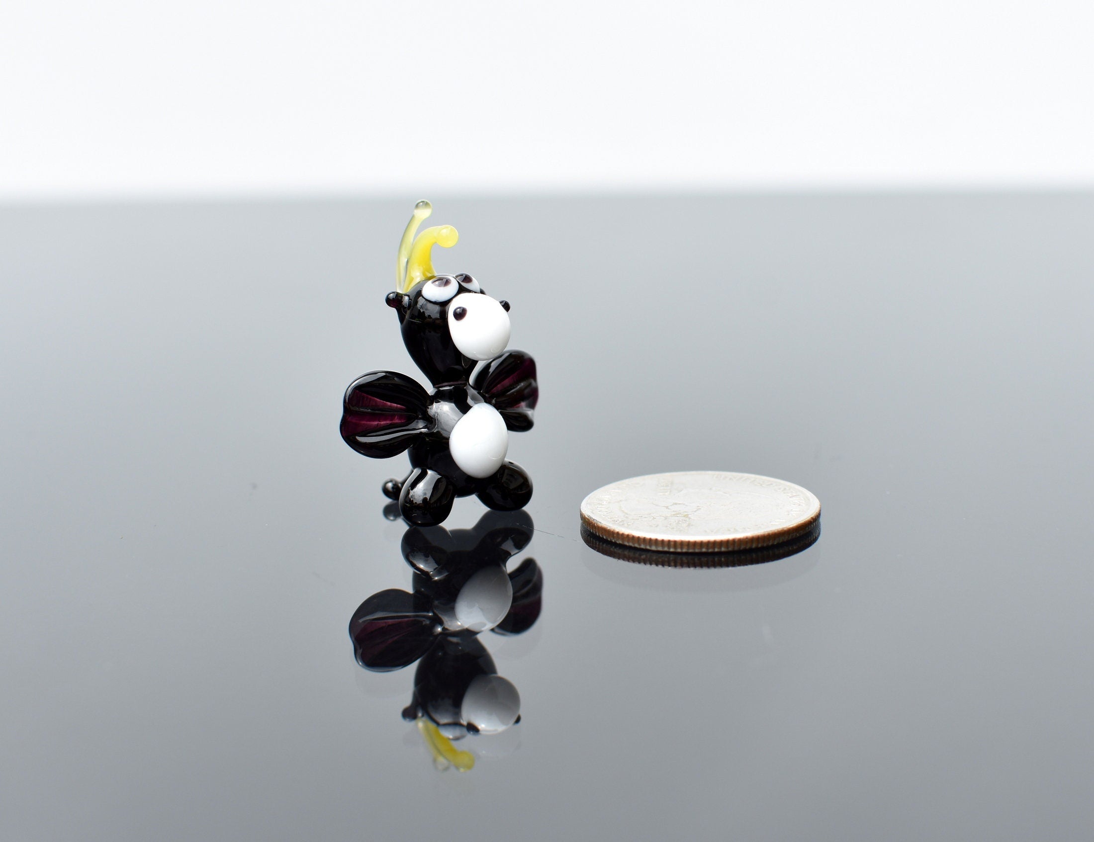 Handmade Tiny Glass Dragon Figurine: Whimsical Art Glass Sculpture