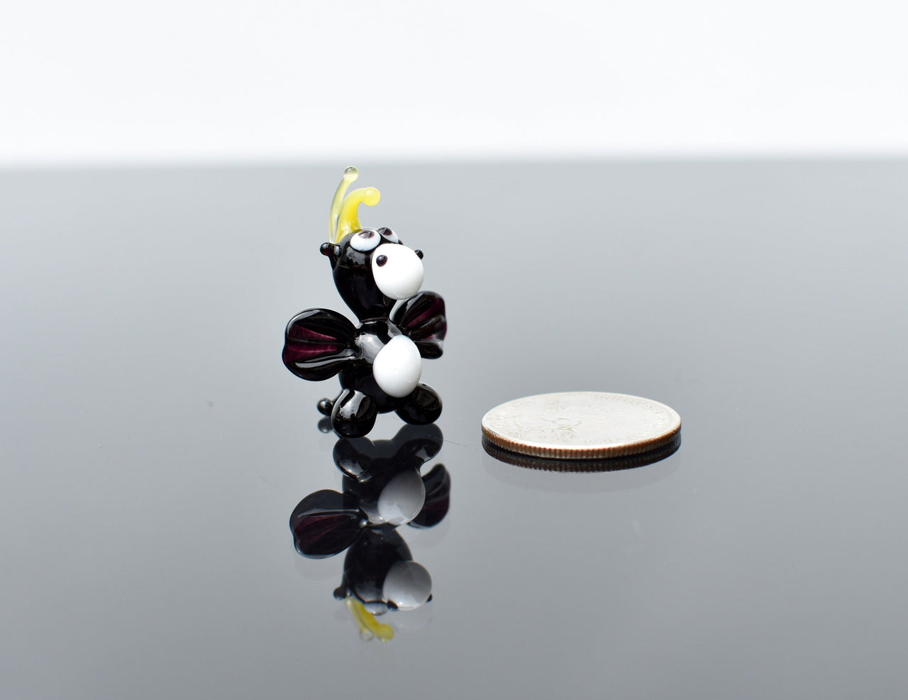 Dragon Miniature, Dragon Gifts, Fantasy Miniatures, Tiny Glass Animals, Black Glass Dragon, Mini Glass Animals, Dragon Statue, Decor, Art