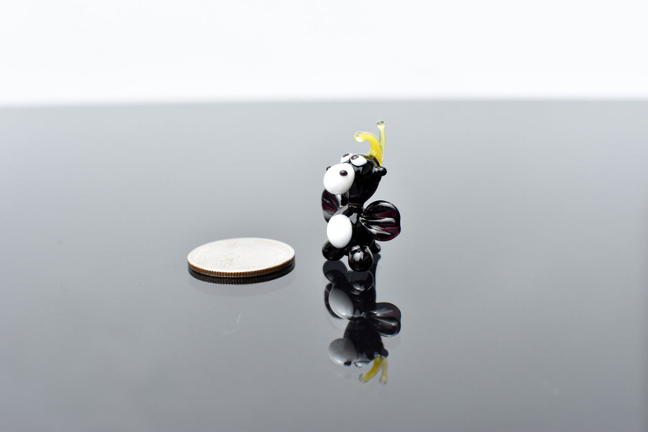 Dragon Miniature, Dragon Gifts, Fantasy Miniatures, Tiny Glass Animals, Black Glass Dragon, Mini Glass Animals, Dragon Statue, Decor, Art