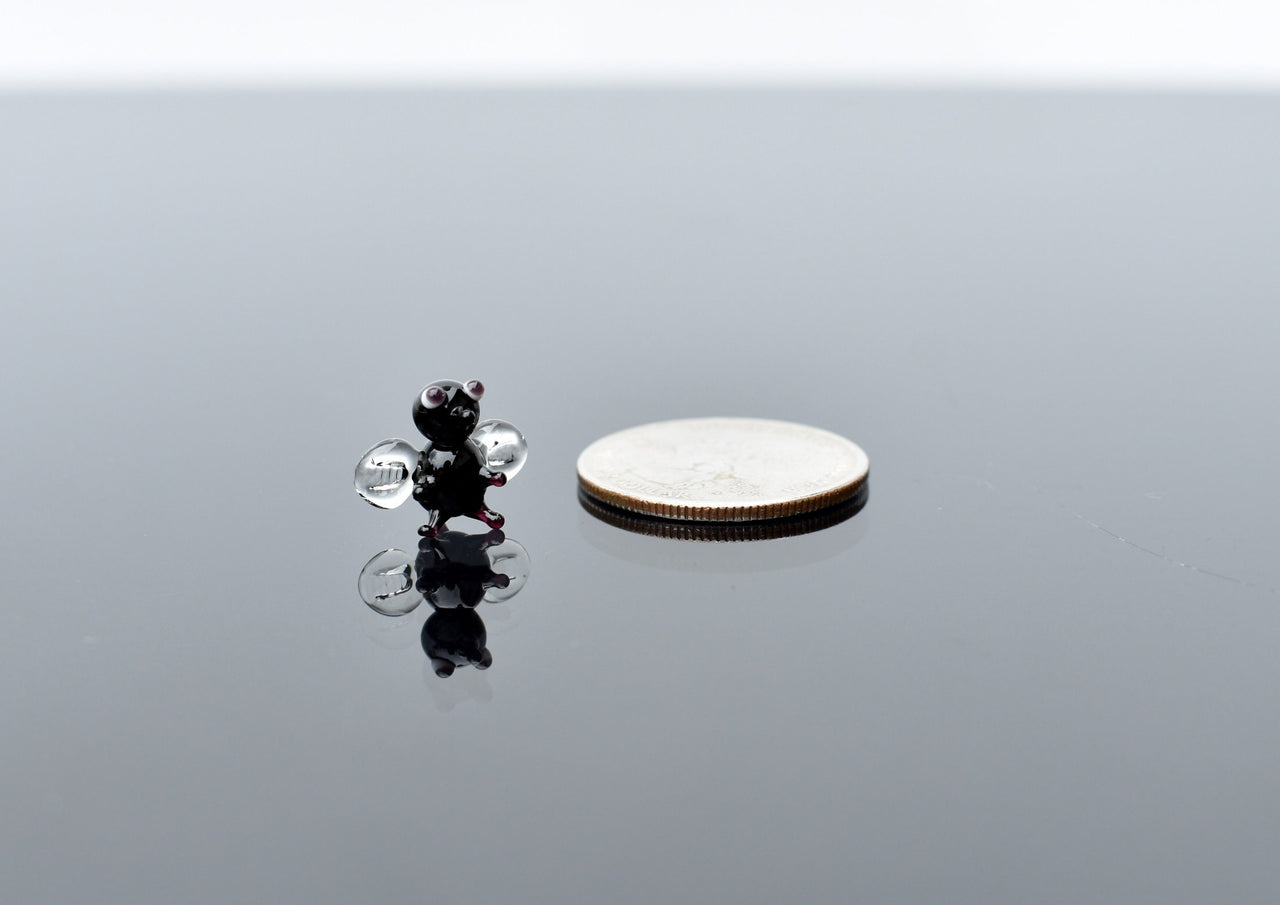 Miniature Lampwork Glass Fly: Whimsical Tiny Figurine