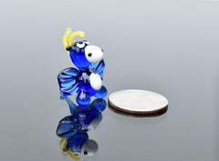 Tiny Blue Glass Dragon Figurine: Handmade Art Glass Sculpture