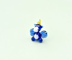 Tiny Blue Glass Dragon Figurine: Handmade Art Glass Sculpture