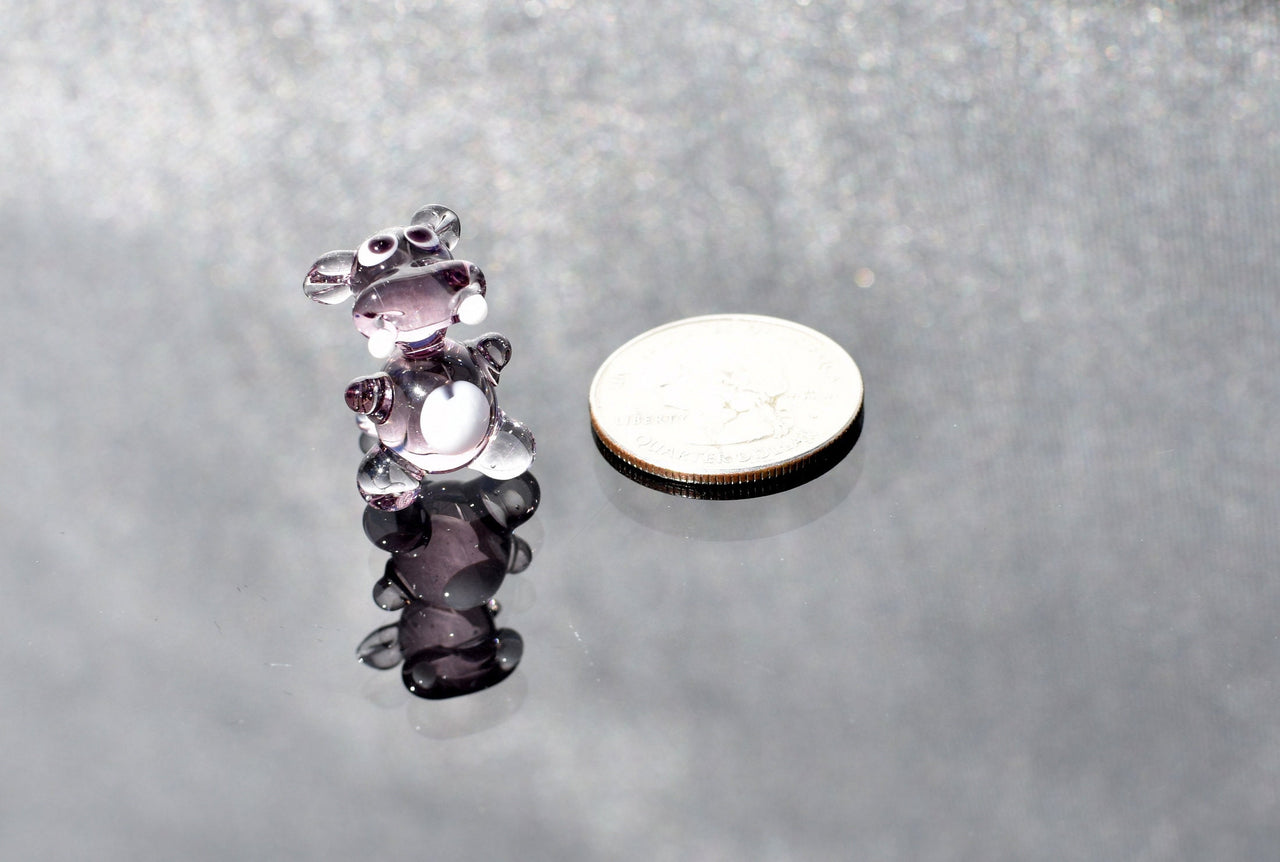Tiny Glass Hippo: Light Purple Whimsical Figurine