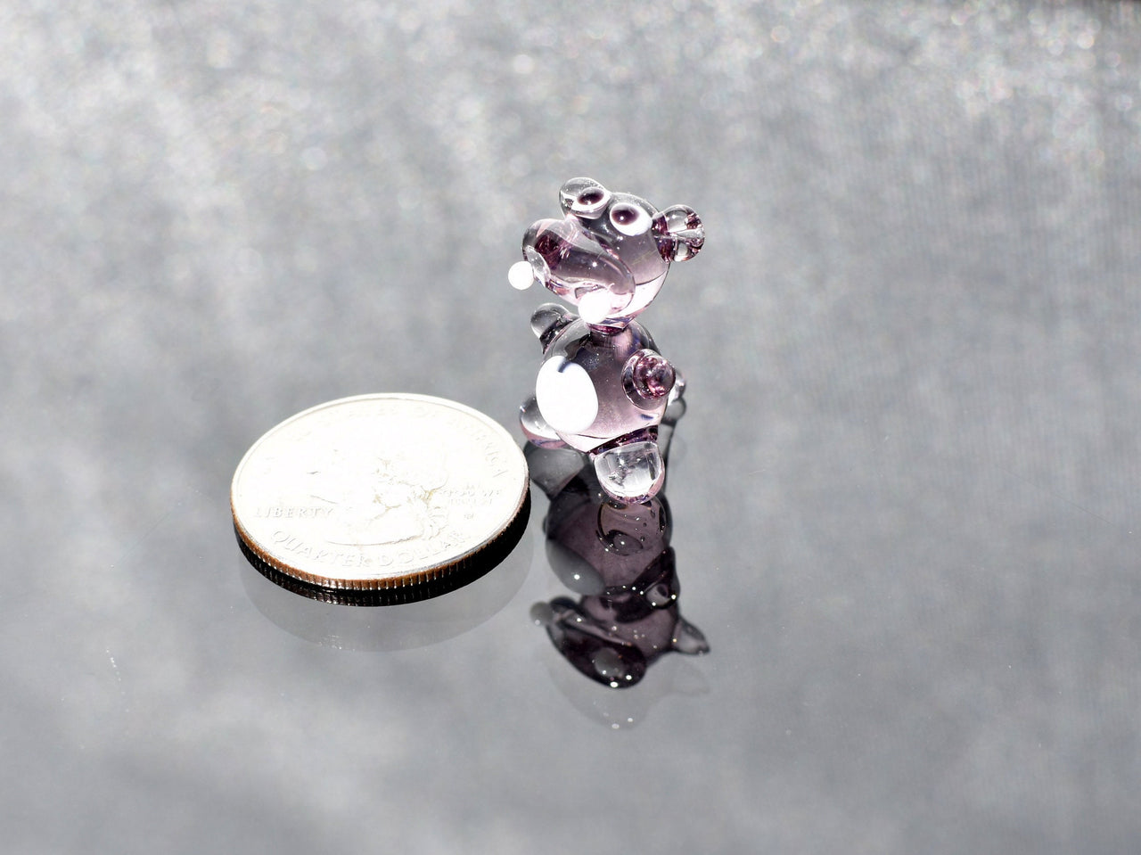 House Hippo, Tiny Glass Animals, Hippo Gifts, Hippopotamus, Safari Animals, Purple Hippo, Miniature Glass Animals Figurine, Cute Gift