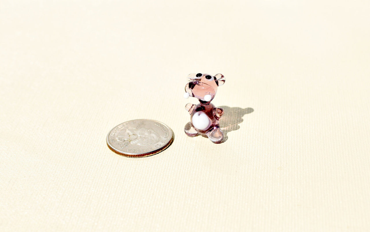 Tiny Glass Hippo: Light Purple Whimsical Figurine