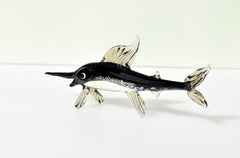 Handmade Glass Marlin Figurine: Collectible Art Glass Fish, 6 Inch
