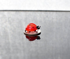 Hand-Blown Glass Ladybug Figurine: Red Insect Sculpture, Nature Lover Gift.
