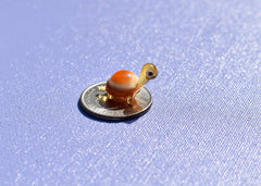 Tiny Glass Turtle Figurine: Cream Orange Miniature