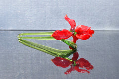 Red Glass Iris Flower: Handmade Flame-Worked Sculpture (7.5-8 inch)