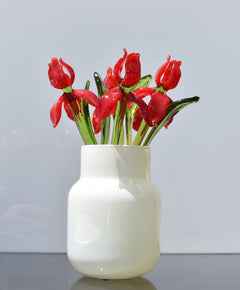 Red Glass Iris Flower: Handmade Flame-Worked Sculpture (7.5-8 inch)