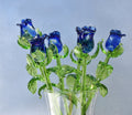 Handmade Blue Glass Rose, Flame work Sculpture, Art Glass Gift