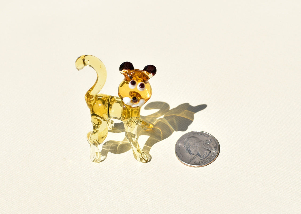 Glass Tiger Cub Figurine – Hand Blown Baby Animal Sculpture – Wild Jungle Gift Decor