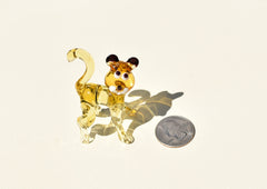 Glass Tiger Cub Figurine – Hand Blown Baby Animal Sculpture – Wild Jungle Gift Decor