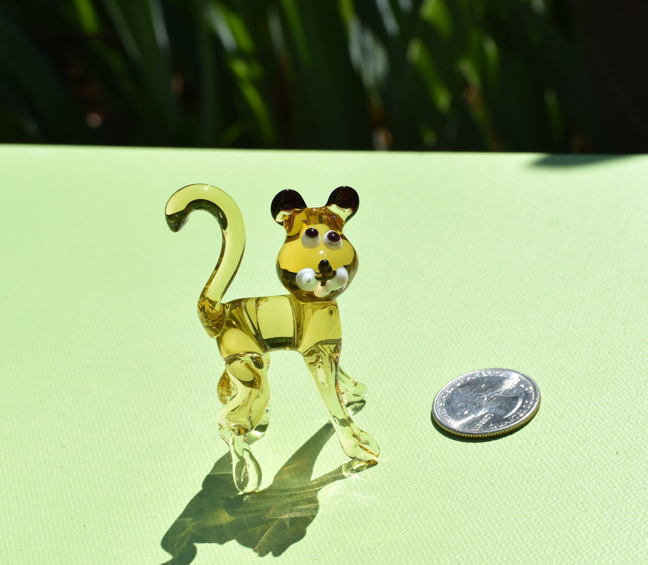 Glass Tiger Cub Figurine – Hand Blown Baby Animal Sculpture – Wild Jungle Gift Decor