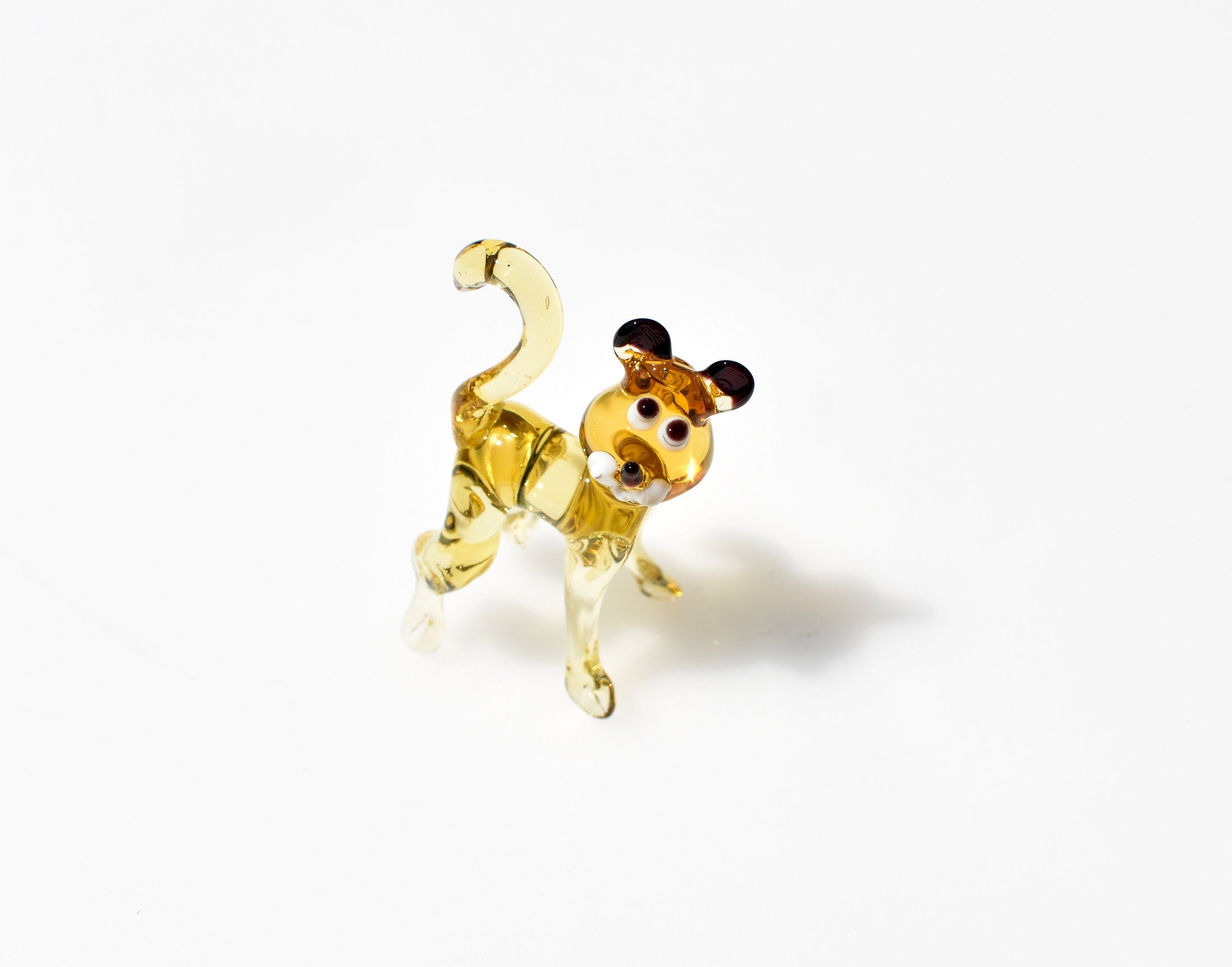 Glass Tiger Cub Figurine – Hand Blown Baby Animal Sculpture – Wild Jungle Gift Decor