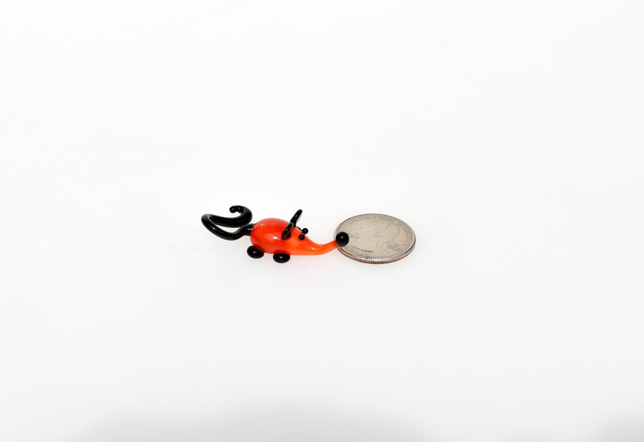 Orange Glass Mouse: Whimsical Lampwork Miniature Figurine