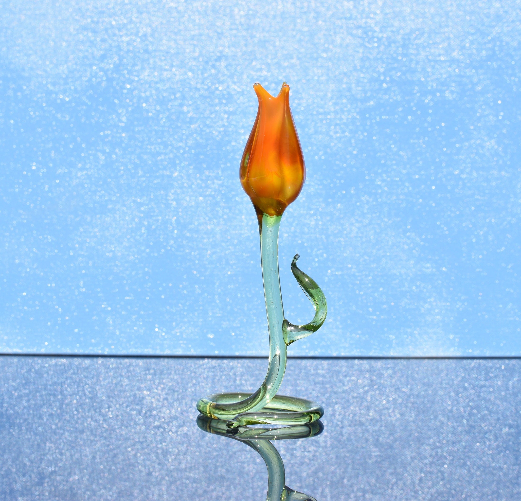 Orange Glass Tulip: Handmade Keepsake Gift