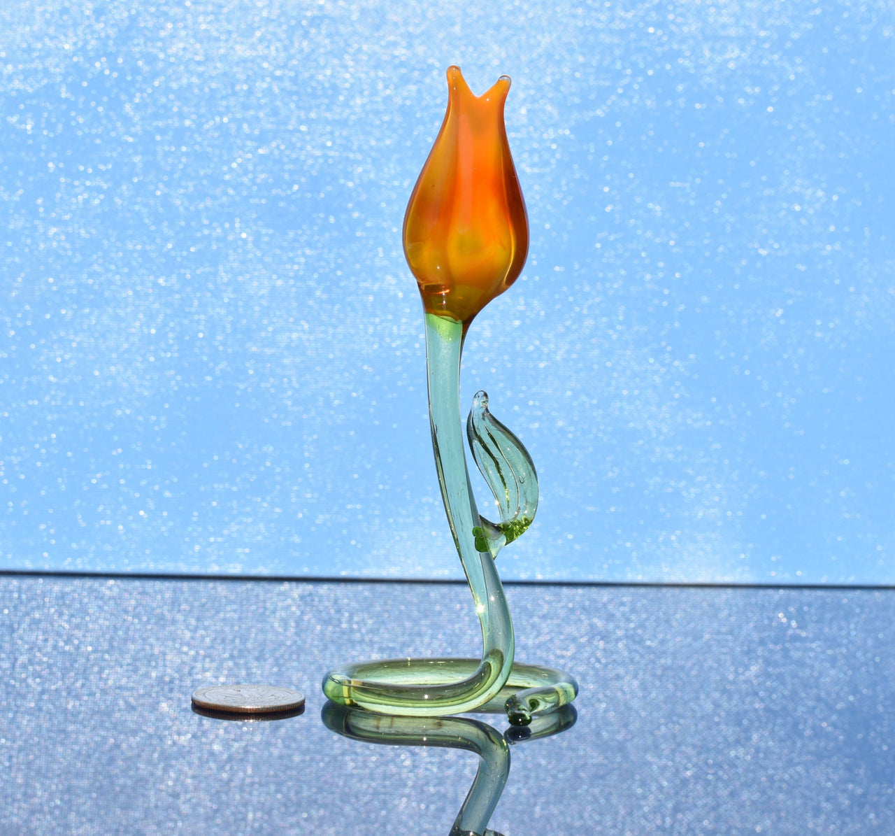 Orange Glass Tulip: Handmade Keepsake Gift