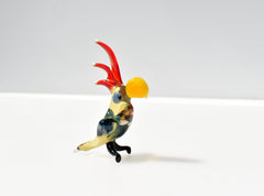 Handmade Glass Parrot Figurine, Whimsical Sculpture, Flame Work