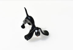 Handmade Black Spaniel Glass Figurine: Collectible Dog Statue