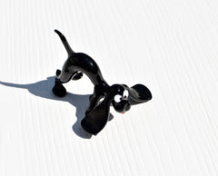 Handmade Black Spaniel Glass Figurine: Collectible Dog Statue
