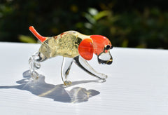 Handmade Glass Hunting Dog Figurine: Flame Worked Sculpture